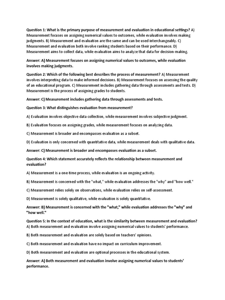 Measurement vs Evaluation in Education | PDF