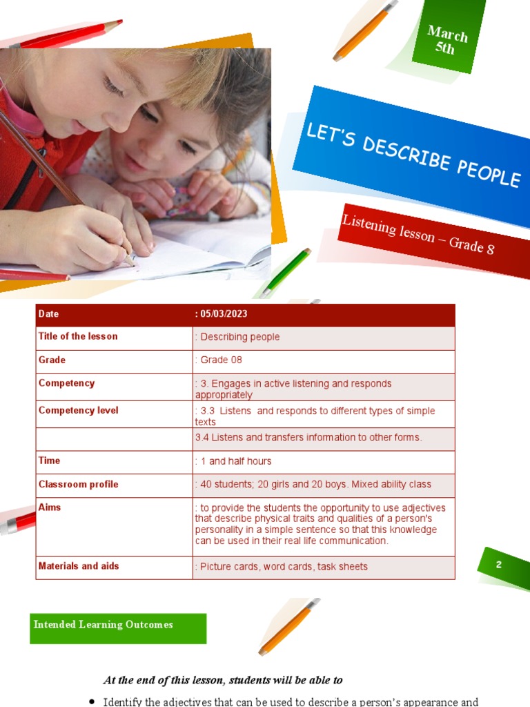 Describing People: Grade 8 Lesson Plan | PDF | Cognitive Science ...