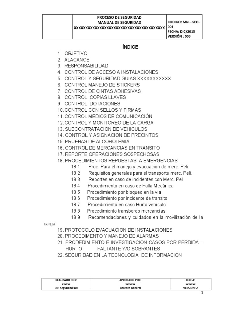 Manual de Seguridad Logística y Transporte | PDF | Logística | Gestión ...
