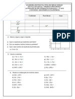 Atividade de Expressões Algébricas, Monomios e Polinomios