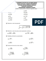 Atividade de Revisão 9 Ano - RADICIAÇÃO