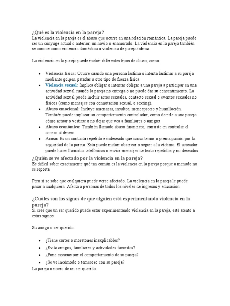 Tipos y signos de violencia en pareja | PDF | Violencia | Agresión