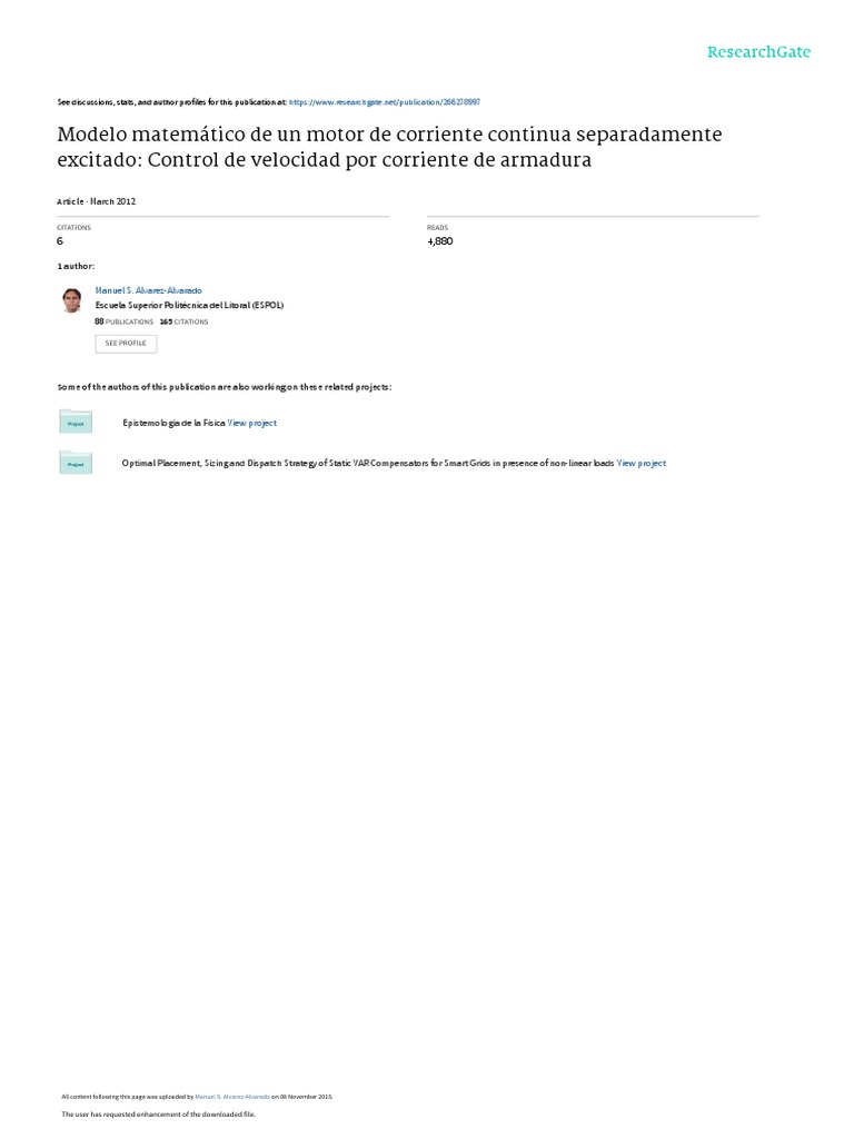Modelo Matematico de Un Motor de Corriente Continu | PDF | Inductor ...