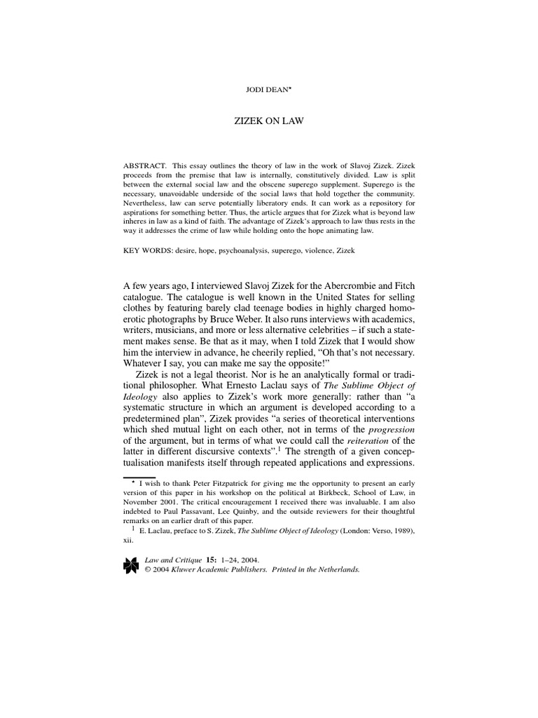 Zizek's Theory of Law Explained PDF