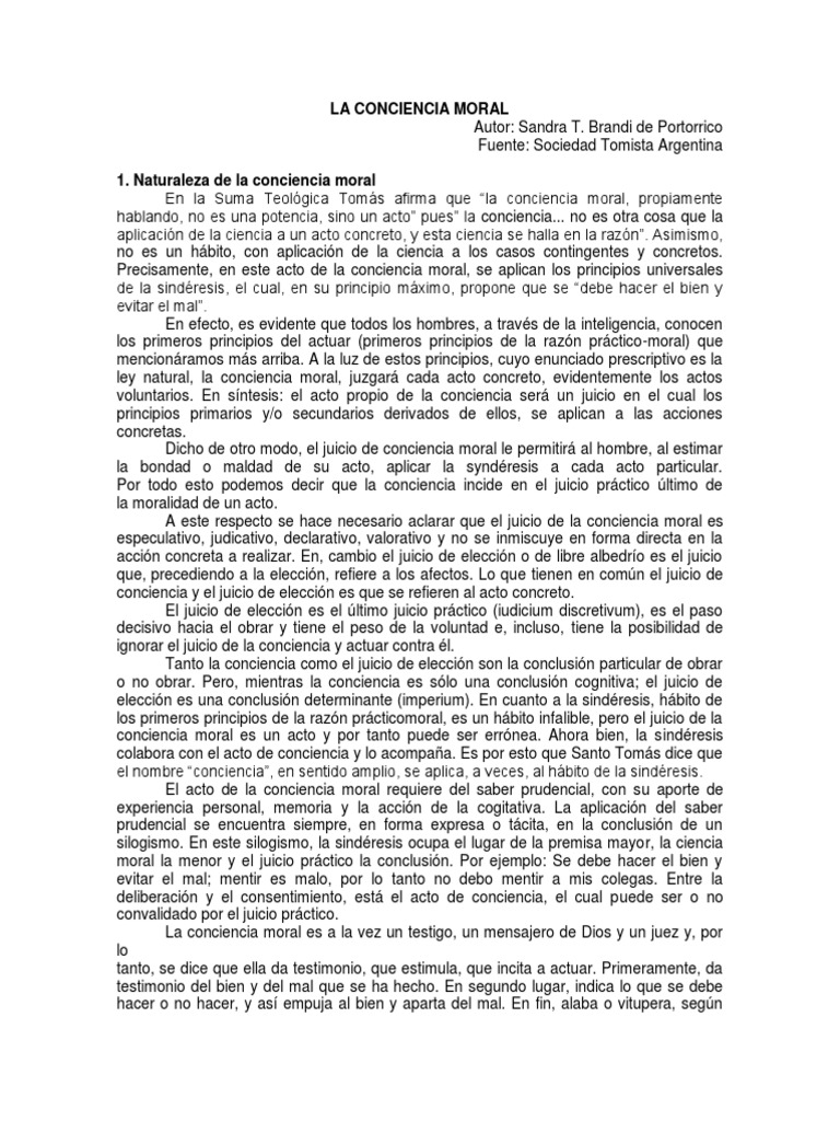 Naturaleza y Tipos de Conciencia Moral | PDF | Moralidad | Verdad