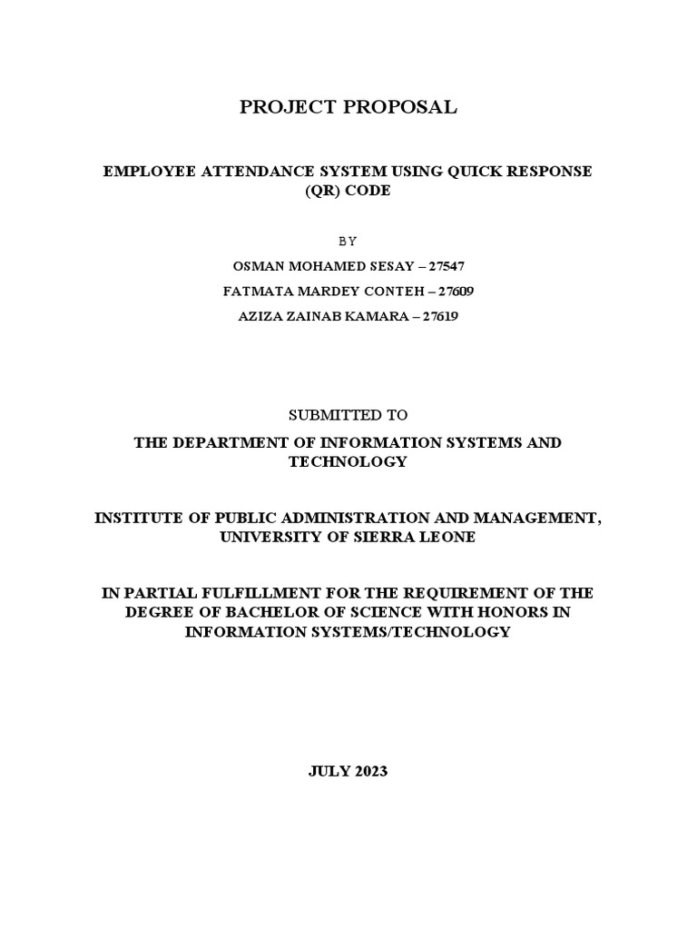 QR Code Employee Attendance System | PDF | Qr Code | Agile Software ...