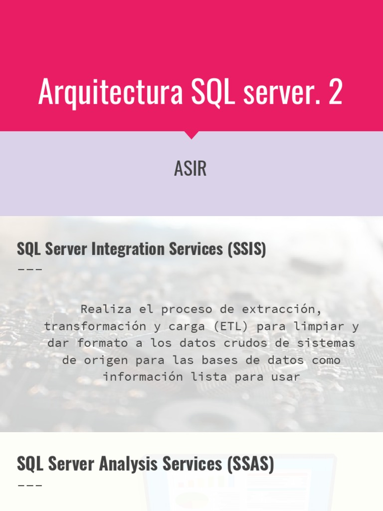 Componentes de SQL Server: ETL y Análisis | PDF | Métodos y materiales ...