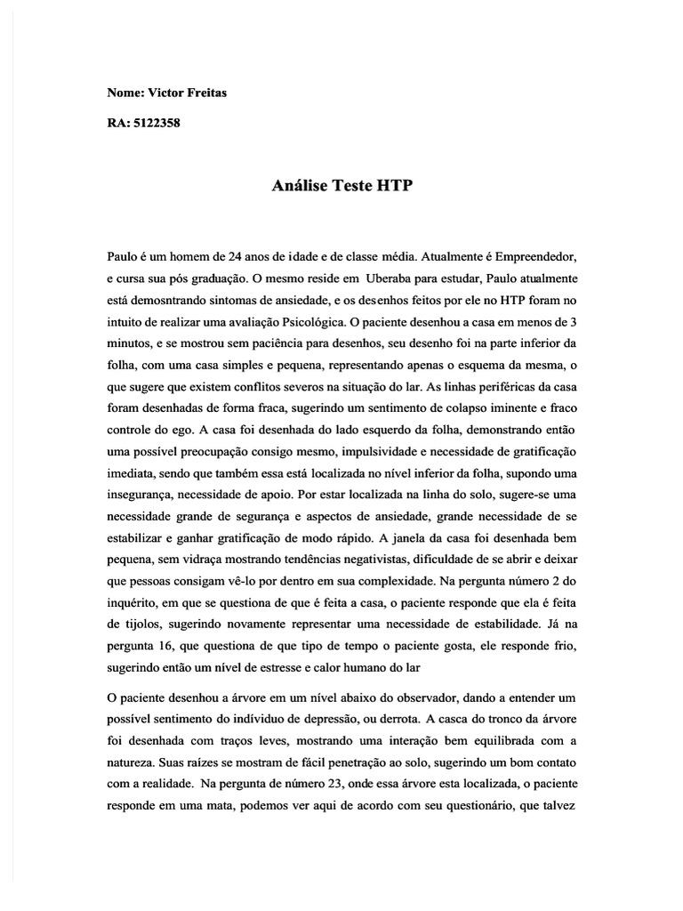 Modelo de Relatorio Teste HTP | PDF
