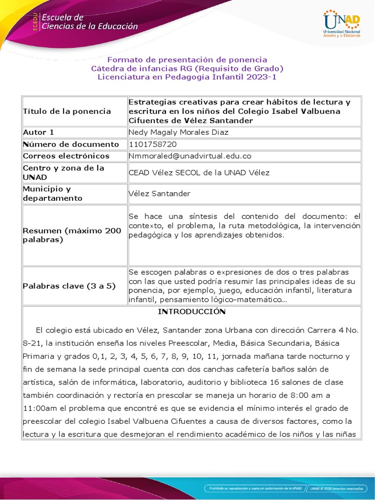 Formato de Ponencia | PDF | Artes del Lenguaje y Comunicación ...
