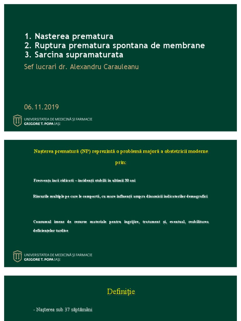 Nasterea Prematura, RSPM, Sarcina Supramaturata | PDF