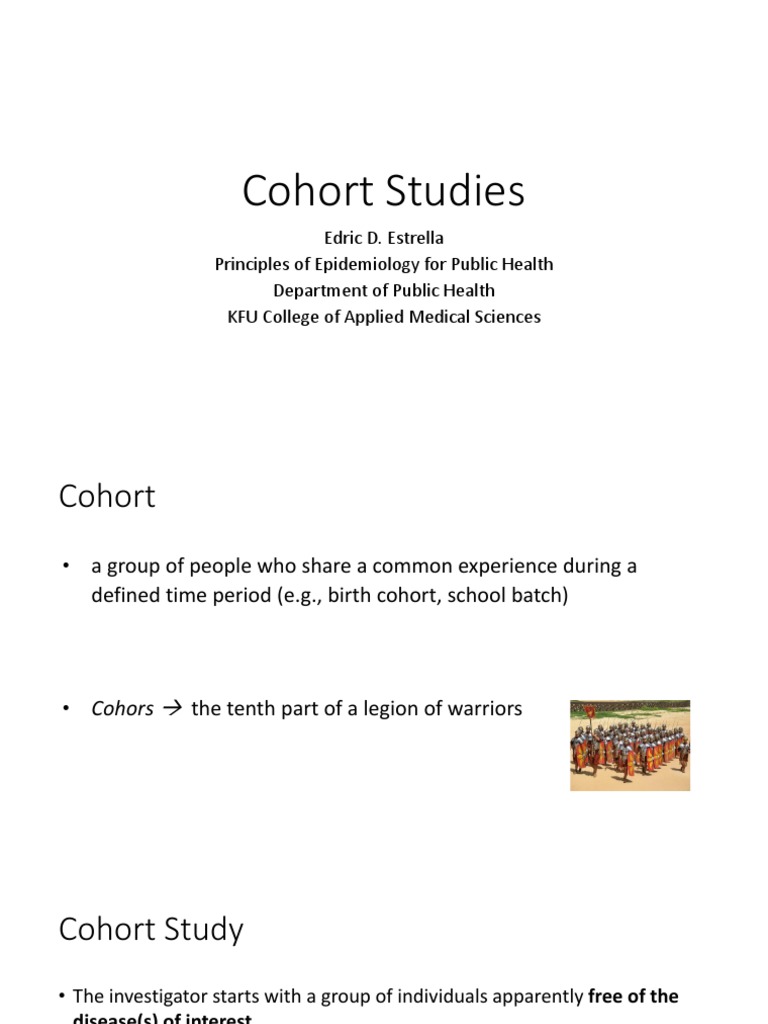 Cohort Studies in Public Health | PDF | Cohort Study | Health Sciences