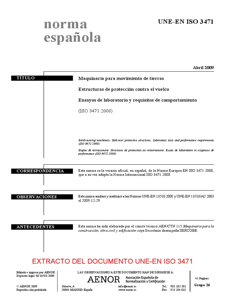 Norma ISO 3471: Estructuras ROPS | PDF | Estandarización | Tornillo