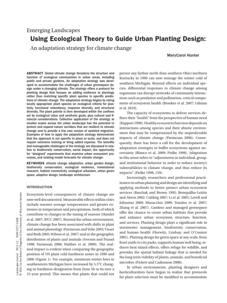 Hunter 2011 Using Ecological Theoryto Guide Urban Planting Design | PDF ...