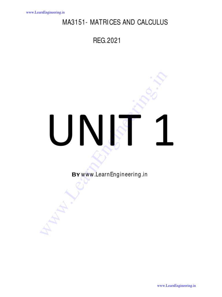 MA3151-Matrices and Calculus 01 - by LearnEngineering - in