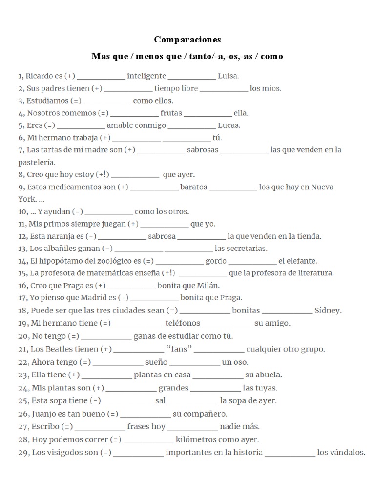 Comparaciones | PDF