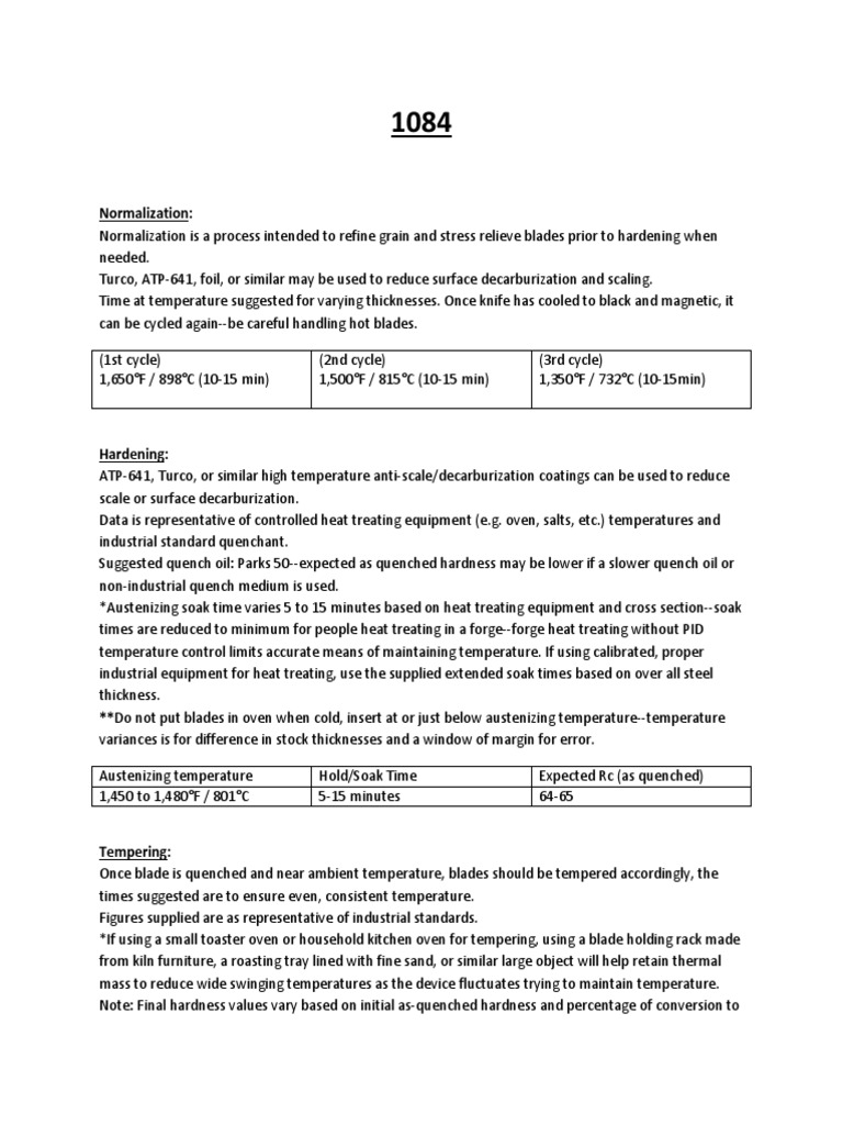 1084 Heat Treat 7 20 PDF Heat Treating Metalworking