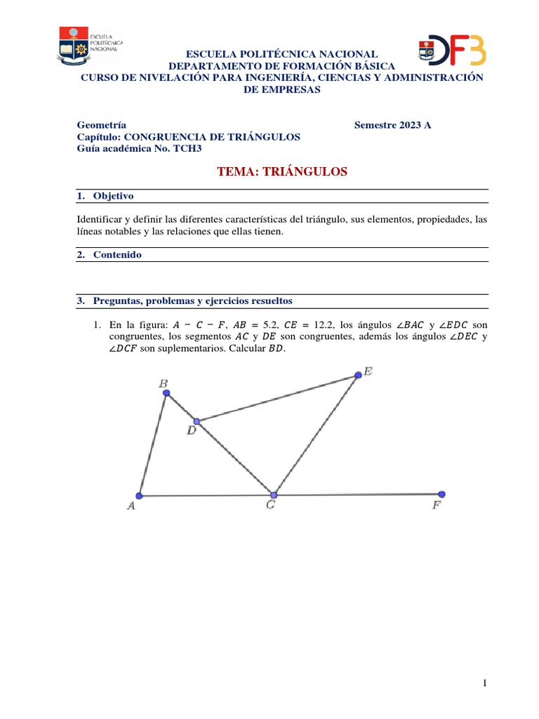 Congruencia de Triángulos C3 - Ejercicios | PDF