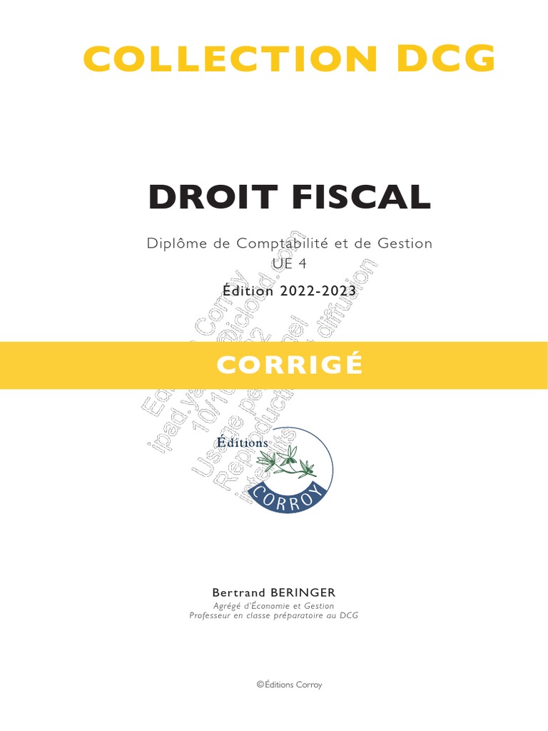 Droit Fiscal Corrigé | PDF | Dépréciation | Impôt sur le revenu