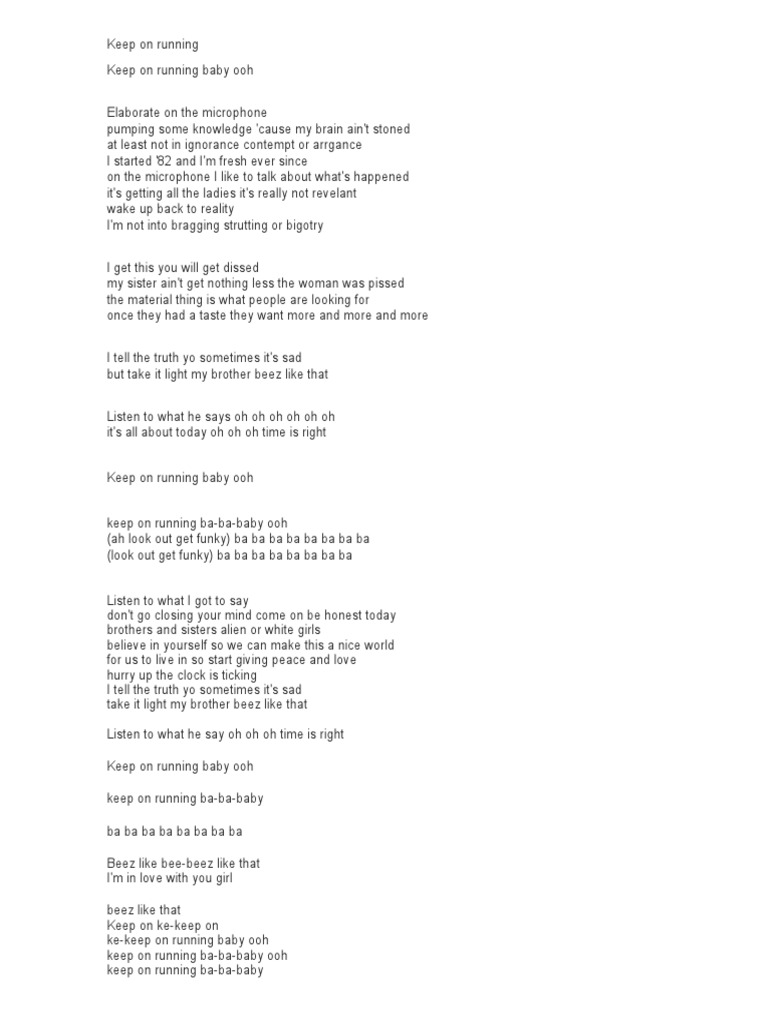 Keep On Running PDF Spanish Language Music