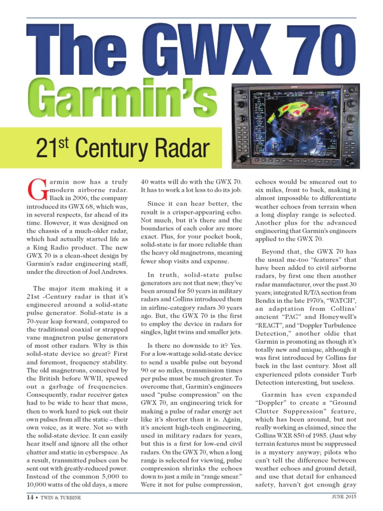 Garmin GWX 70 Weather Radar PDF Radar Thunderstorm