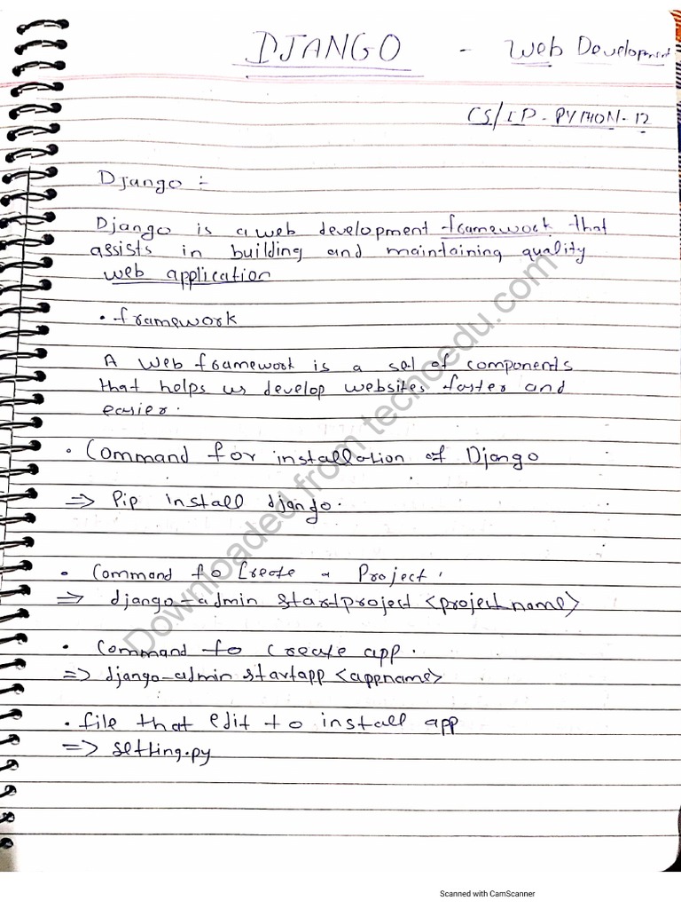 Django Class 12 Hand Written Notes Pdf