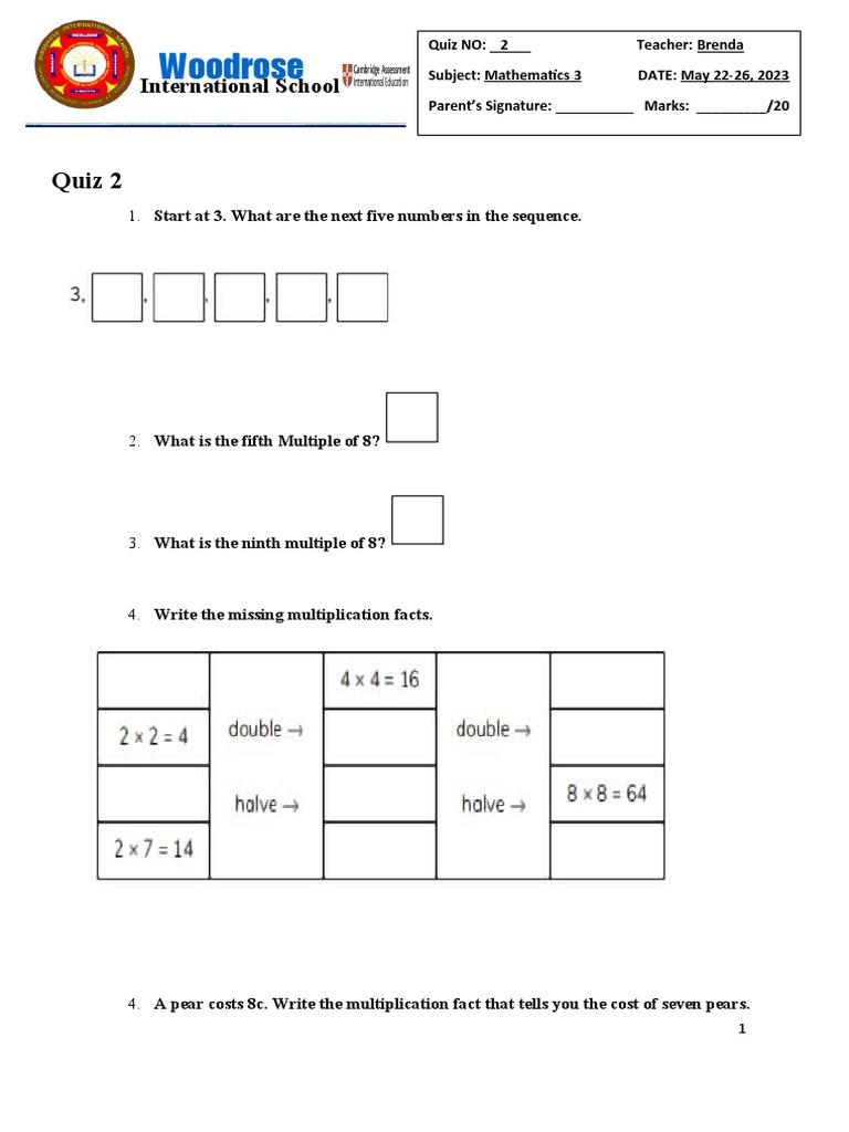 Maths 3 quiz 2 pdf