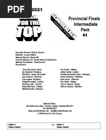 Provincial Finals Intermediate: Pack #4