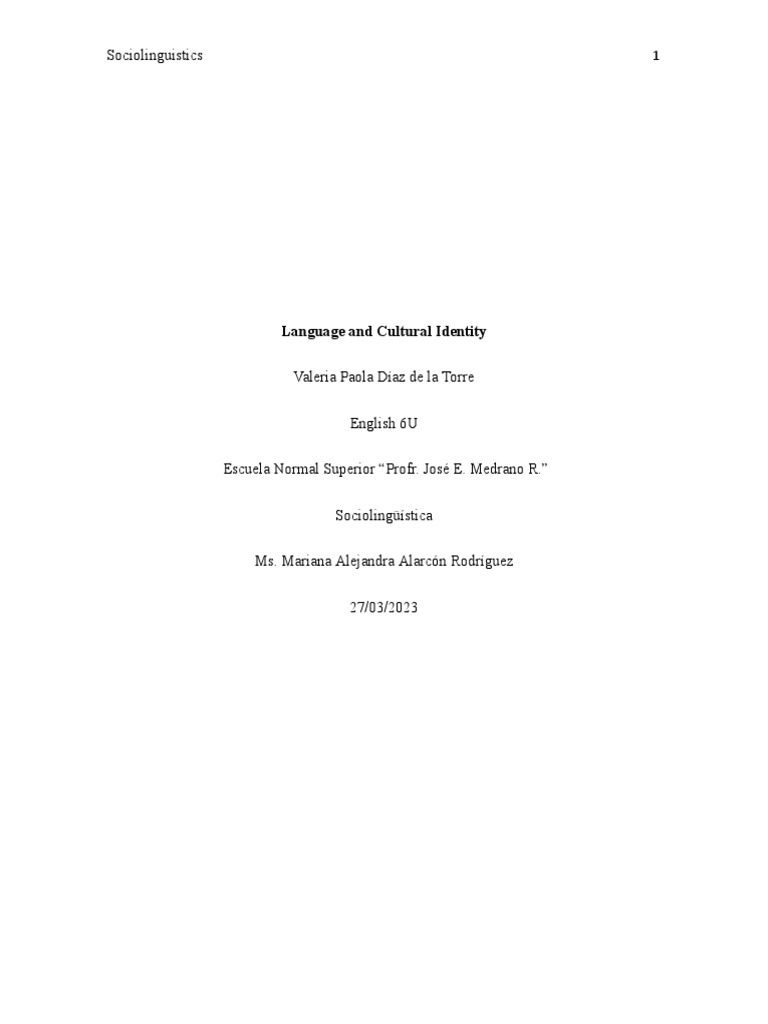 Language and Cultural Identity | PDF