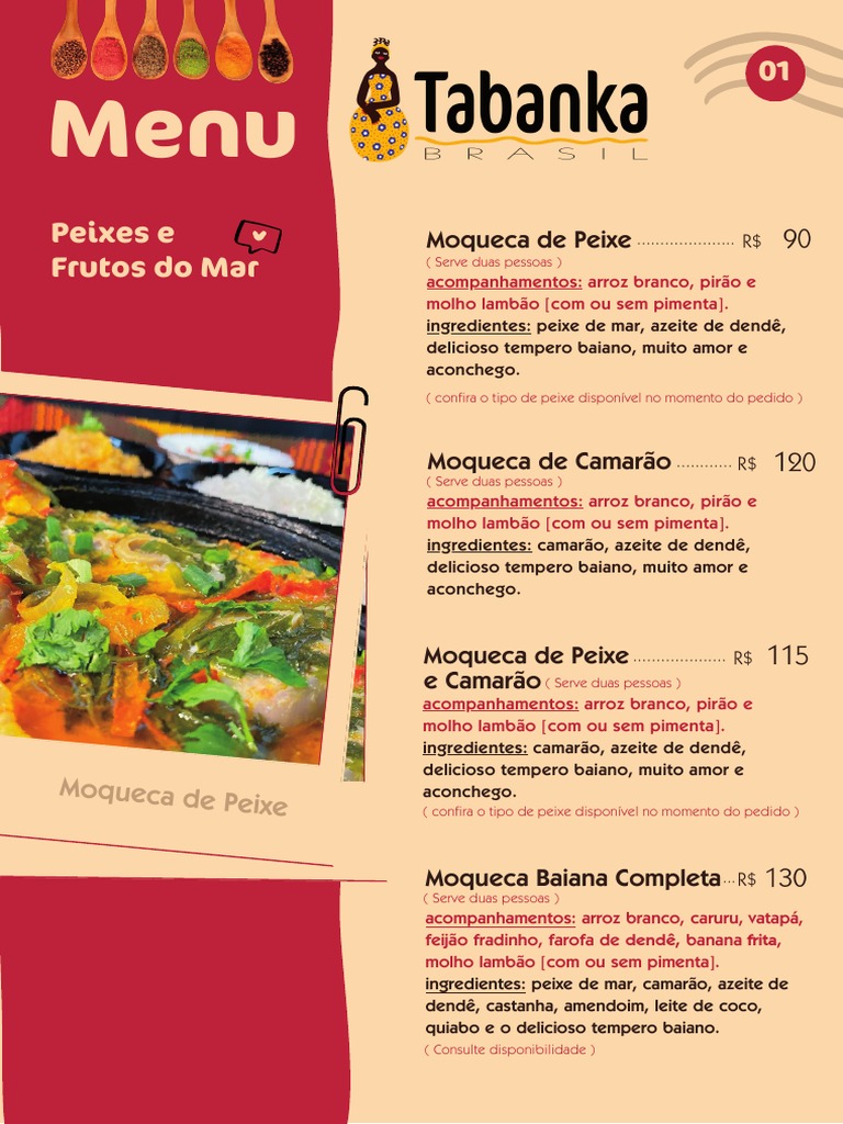 Menu de Frutos do Mar e Carnes | PDF | Carne de porco | Preparação de ...
