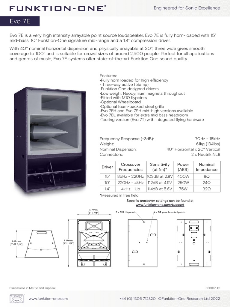 Funktion One Evo 7E Specifications | PDF