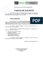 Constancia de Vacante