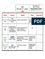 Mercredi Octobre: Activités Contenus Objectifs Etapes Observations