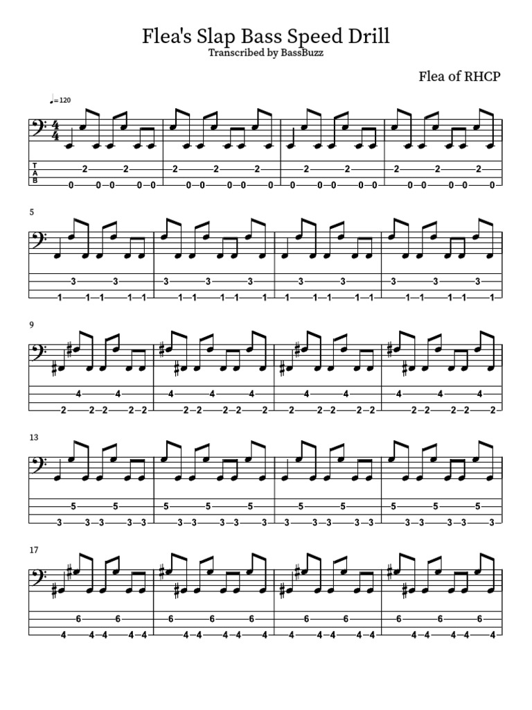 Flea's Slap Bass Speed Drill Guide | PDF