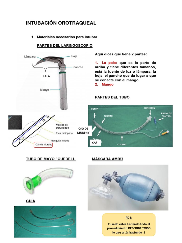 Materiales para Intubación Orotraqueal | PDF | Especialidades Medicas ...