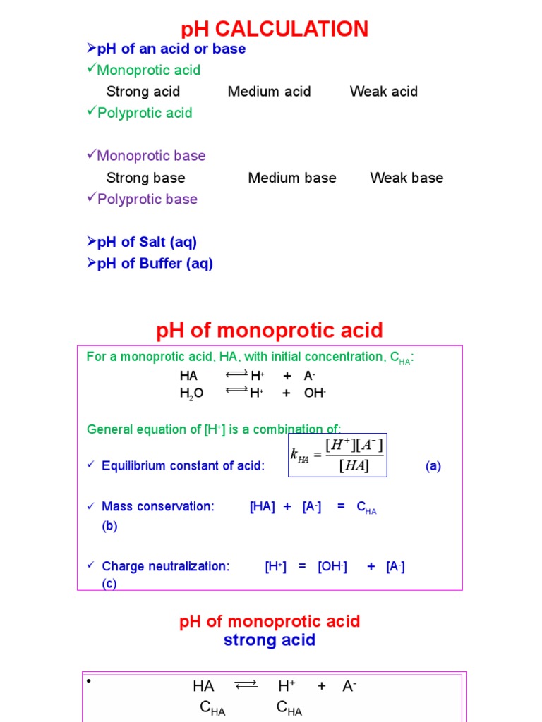 PH Calculation PDF Acid Buffer Solution