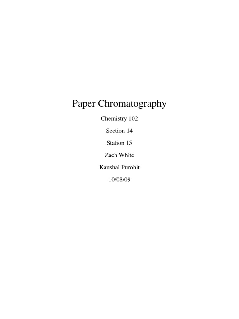 Paper Chromatography Chromatography Observational Error