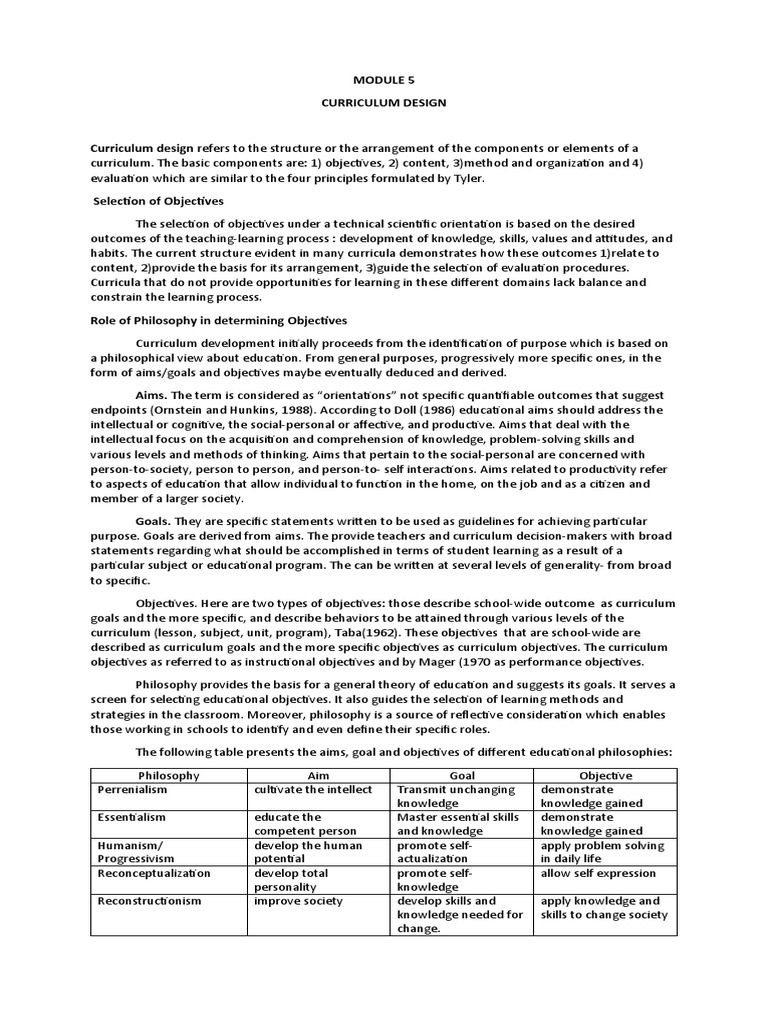 Curriculum design pdf