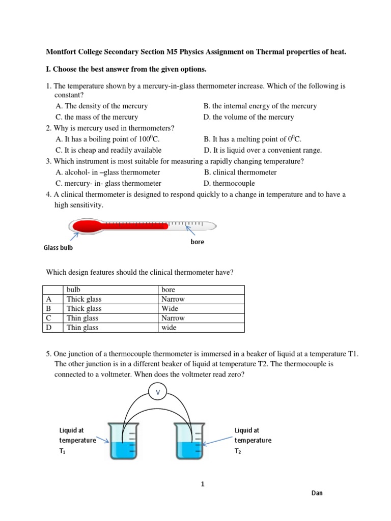 Thermometer Assignment for Physics M5 | PDF | Thermometer | Temperature