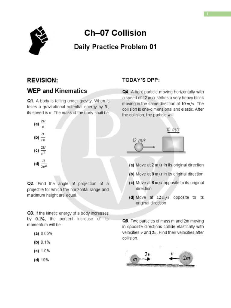 NEET Collision Practice Problems | PDF | Collision | Applied And ...