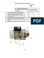 Checklist For Equipment Inspection Electrical Pump Motor