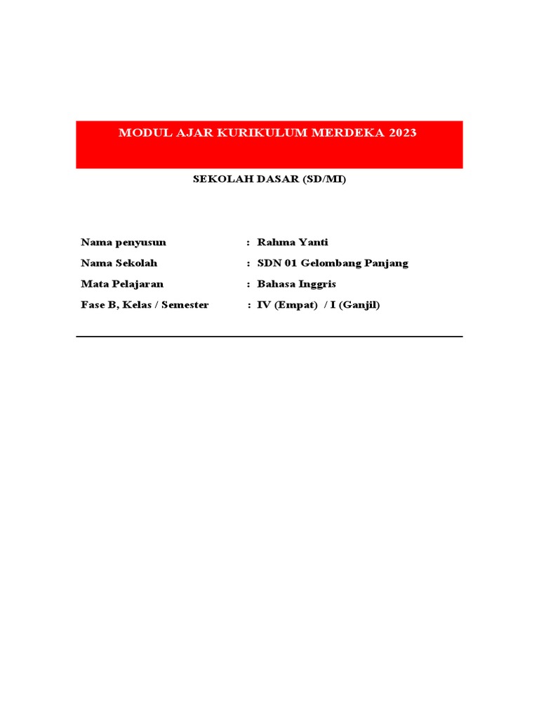 Modul Ajar Kls 5 | PDF | Karier & Perkembangan | Seni & Disiplin Bahasa