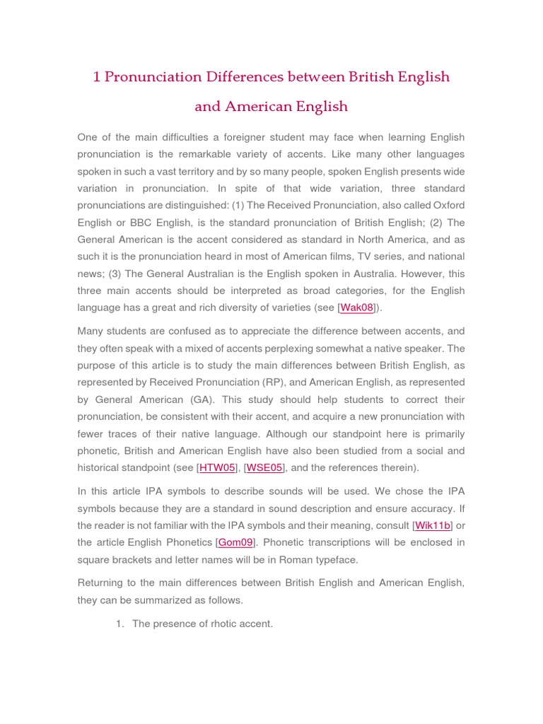 British vs American English Pronunciation | PDF | Foreign Language Studies