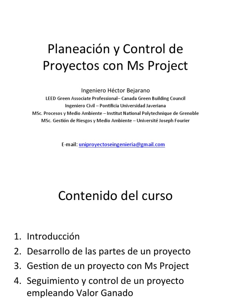 Planeaci n y control de proyectos mediante el uso de ms project 2019