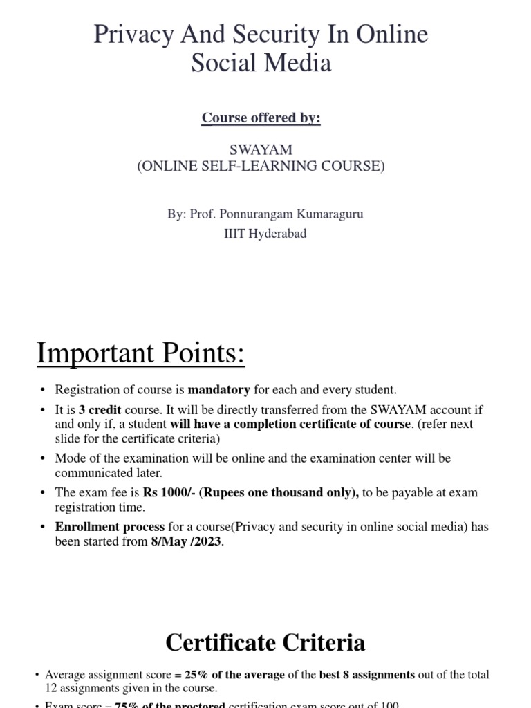 Nptel Privacy Security In Social Media Pdf Social Networking