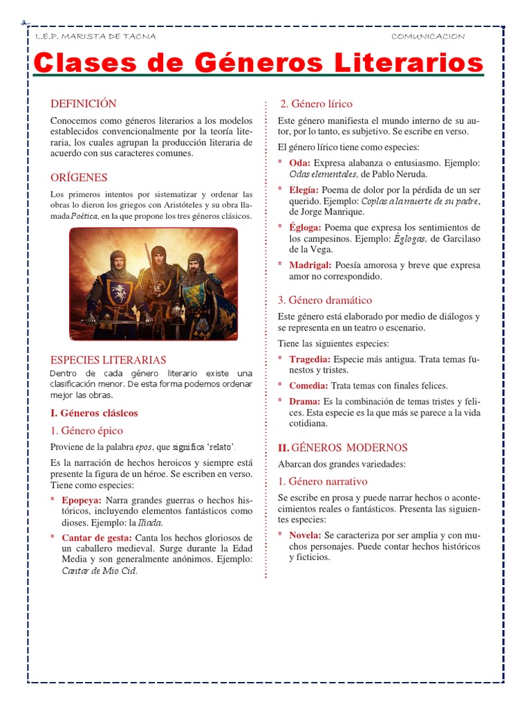Clases de Géneros Literarios | PDF | Poesía | Poesía épica