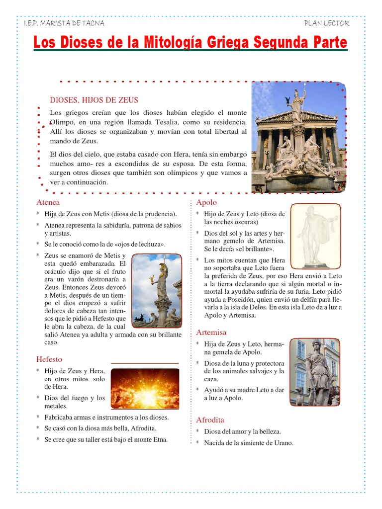 Descendencia de Zeus en la Mitología Griega | PDF | Hera | Doce olímpicos
