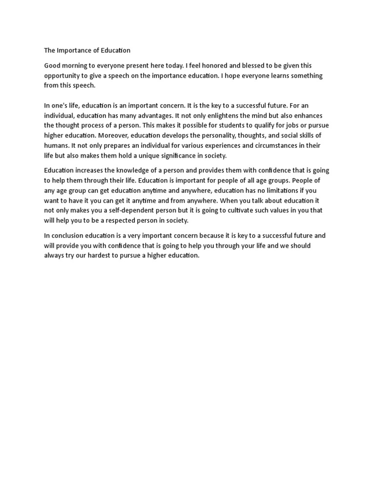 The importance of education pdf