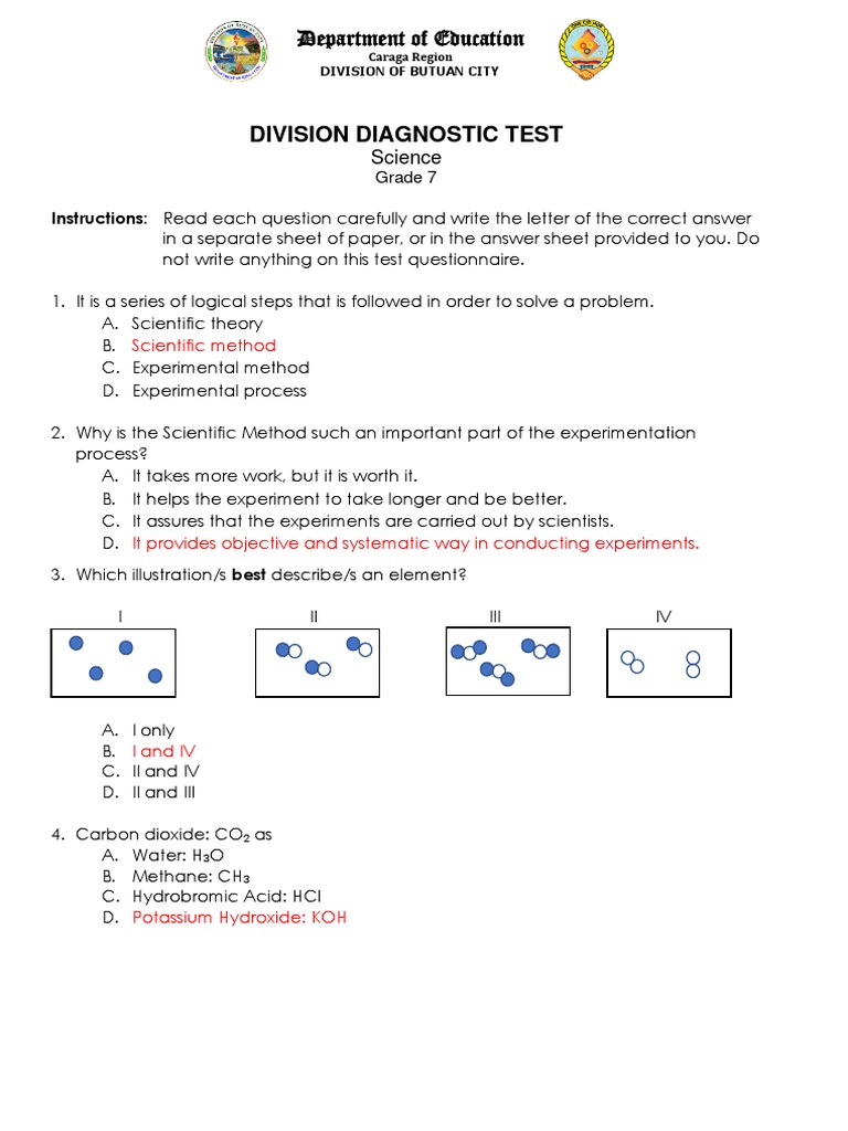 Grade 7 Science Diagnostic Test | PDF | Mixture | Reproduction