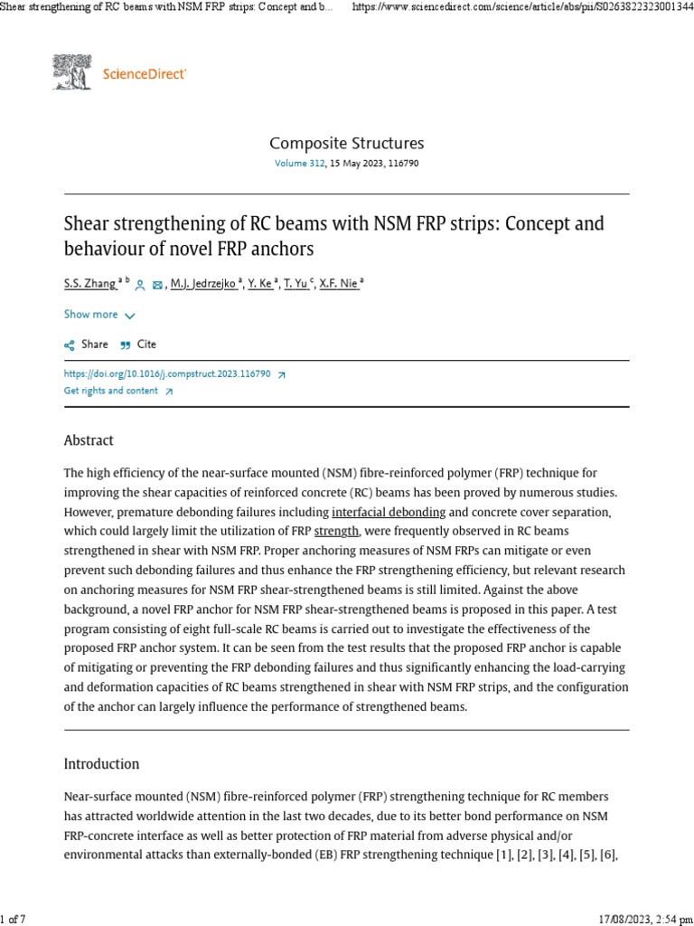 Shear Strengthening of RC Beams With NSM FRP Strips Concept and ...