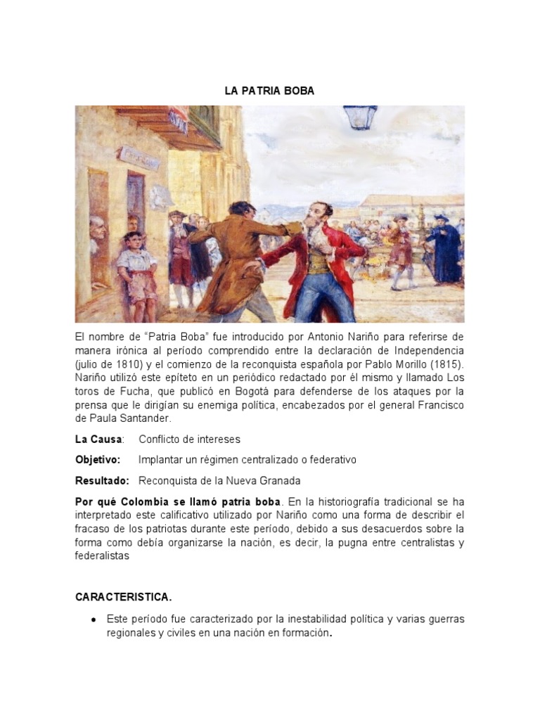 La Patria Boba en Colombia: Resumen y Personajes | PDF | América del ...
